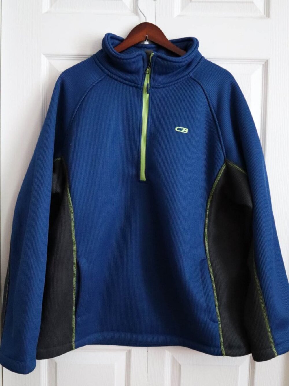 CB Sports Quarter Zip Fleece Lined Pullover Jacket Sz 2xl Blue & Gray Gorpcore